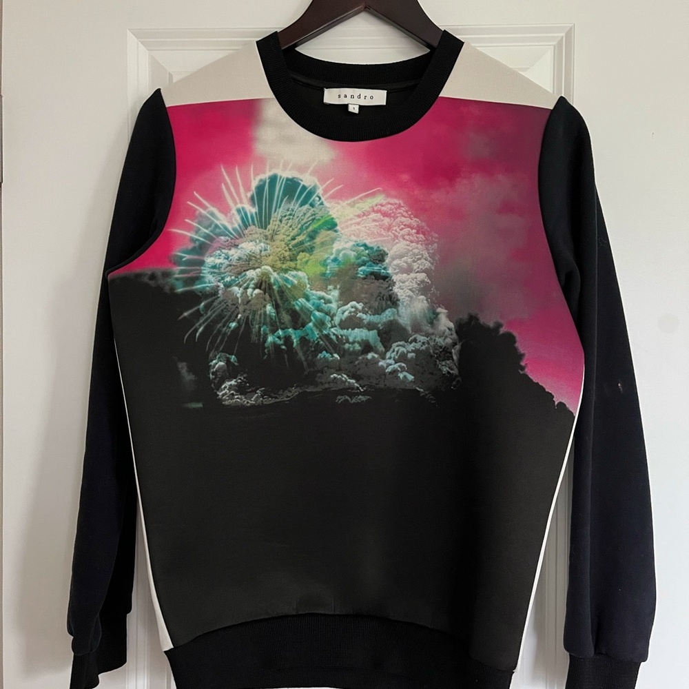 Sandro Explosion Print Crewneck Sweater Size 1